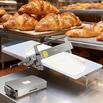 Commercial Dough Roller Sheeter Machine, Manual Croissants Dough Sheeter Puff Pastry Machine, Folding Laminadora De Masa 0.5-25 Mm Thickness Adjustable, Stainless Steel Manual Dough Rolling Machine