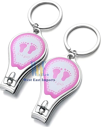 Miniatura 4 de Baby Shower Pink Girl Llavero Favores (12 piezas) Cortauñas y abrebotellas Regalo de fiesta para invitados