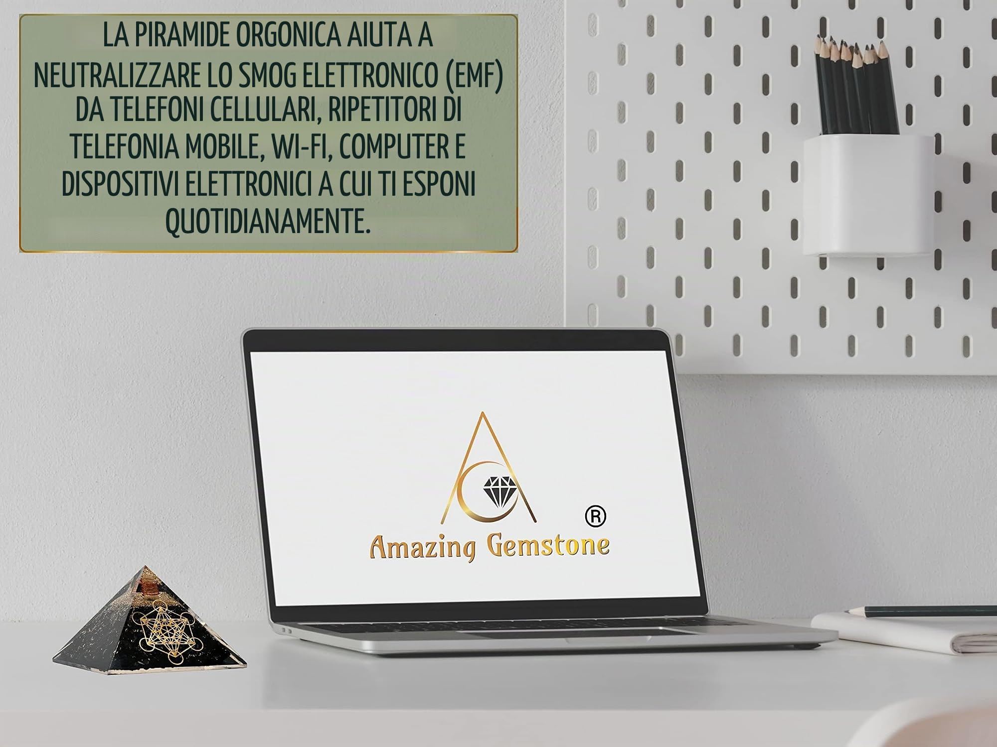 Piramide di shungite e orgonite per campi elettromagnetici e energia negativa | Piramide di organite orgonica di cristallo naturale (cubo di Metatron)