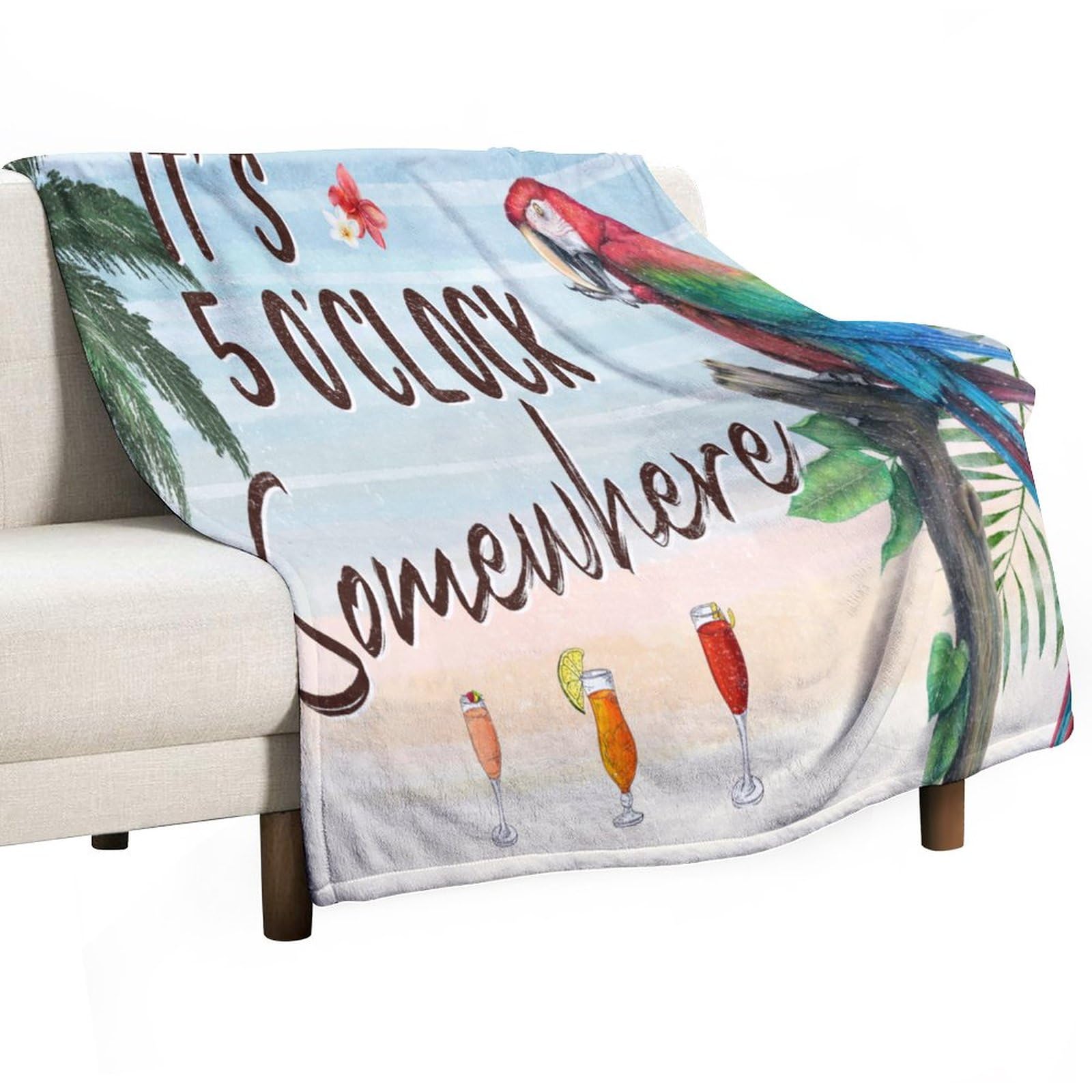 Couverture polaire It's Five O'Clock Somewhere, plaid design pour le bureau