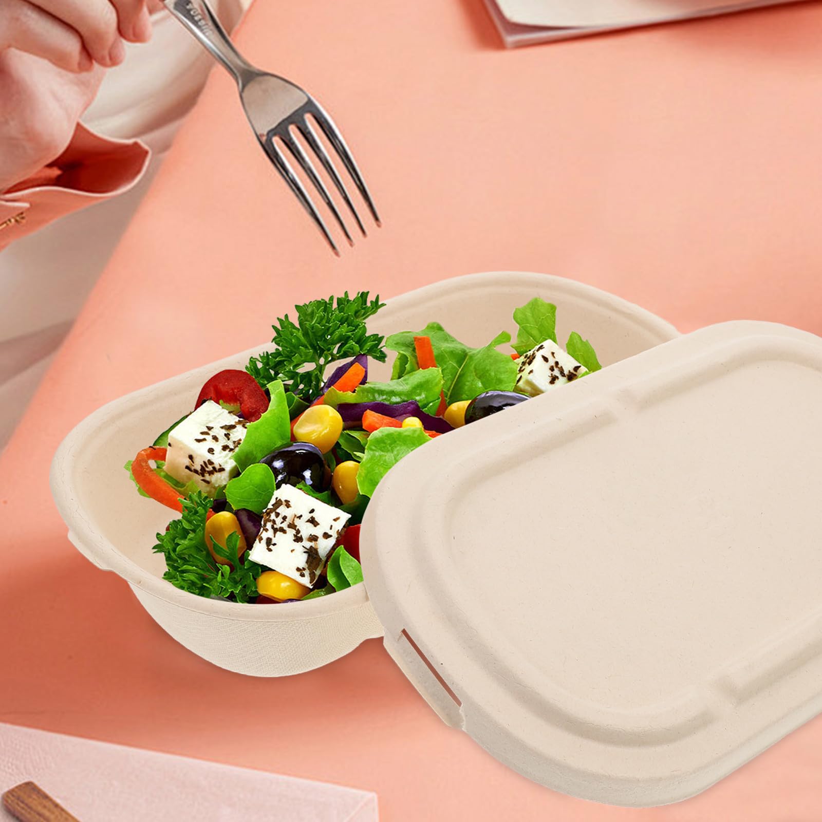 KOMBIUDA 25 Juegos Contenedor de Comida para Llevar de Pulpa 850ml