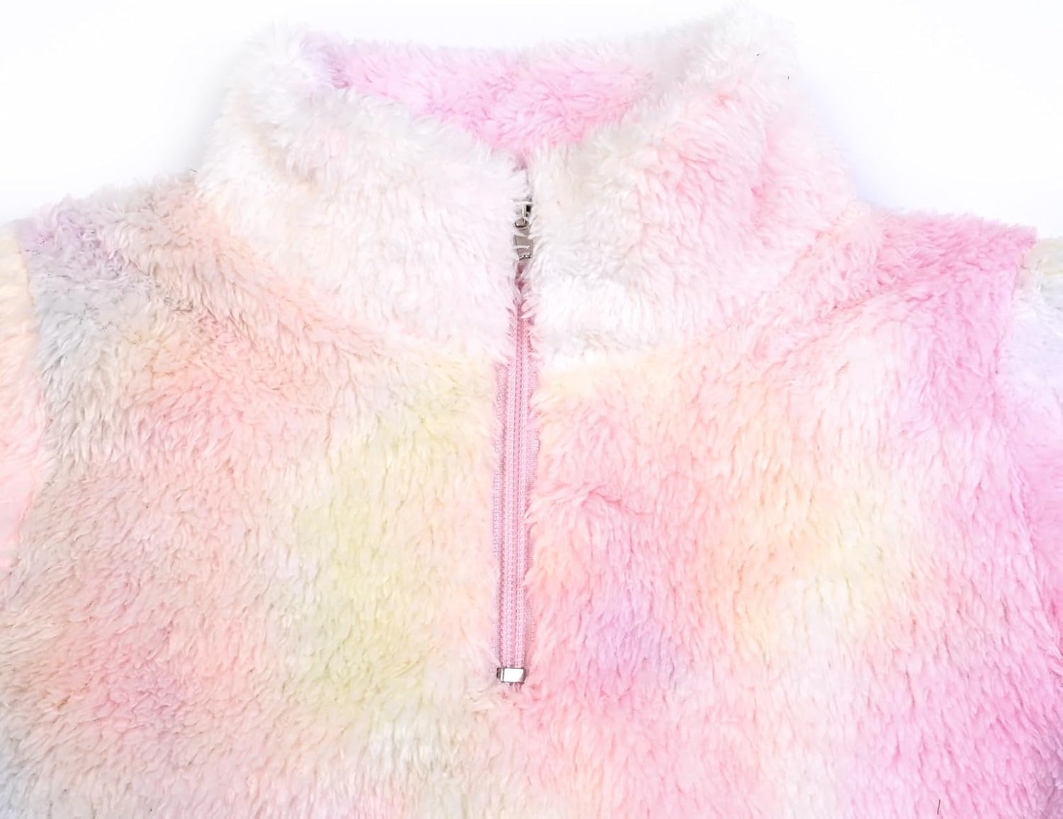 QPANCY Girls Tie Dye Sherpa Pullover Quarter Zip Casual Fuzzy Fleece Sweatshirt with Pocket