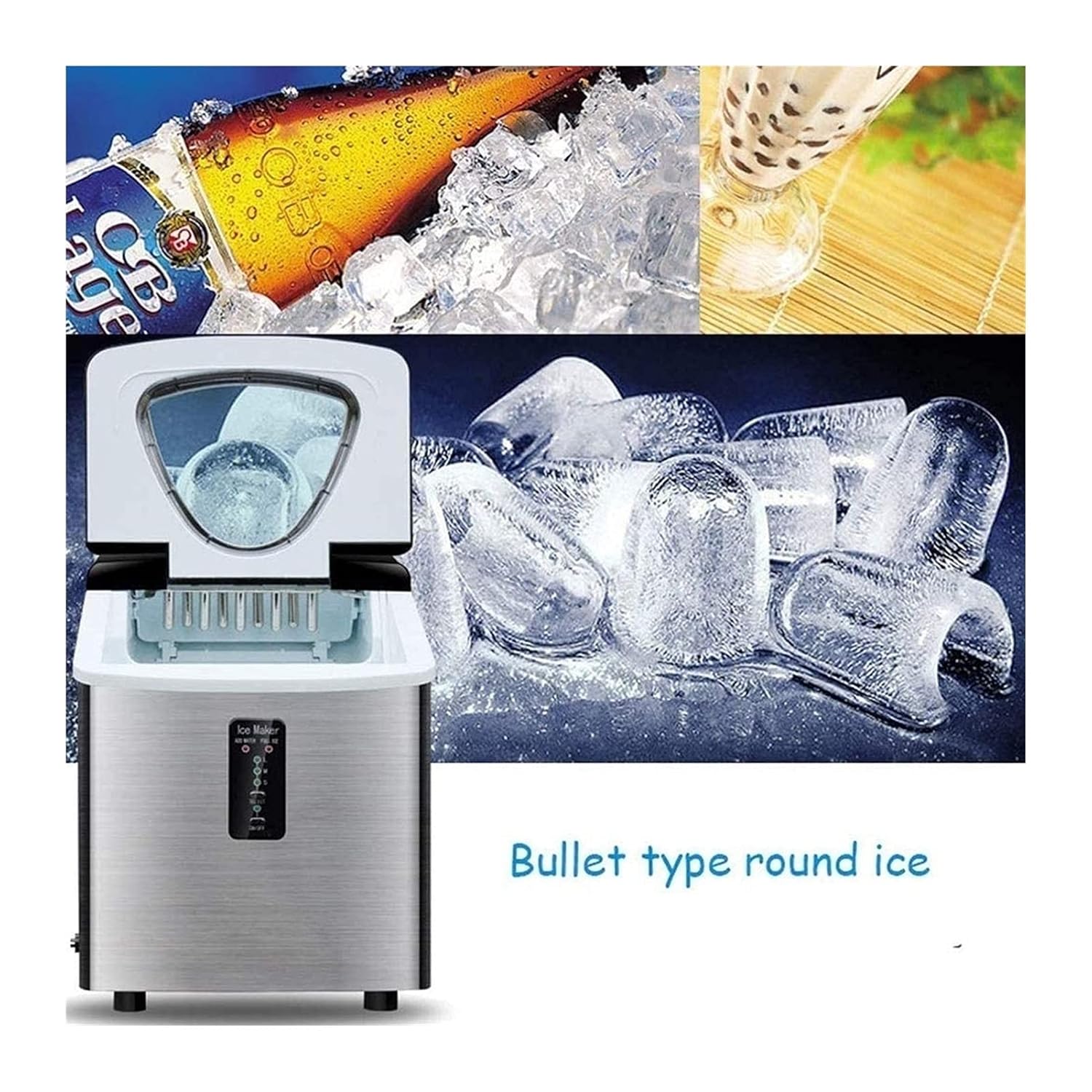 Ice Maker Countertop 18KG 24Hrs 9 Cubes Ready in 7mins for Parties Mixed Drinks Portable Electric Ice Cube Maker 3L