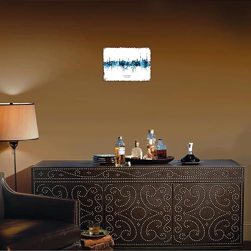 Miniatura 6 de Stuttgart Skyline - Letrero de metal vintage con diseño de paisaje de ciudad, letrero de estaño retro para hombre, cueva, bar, garaje, habitación,