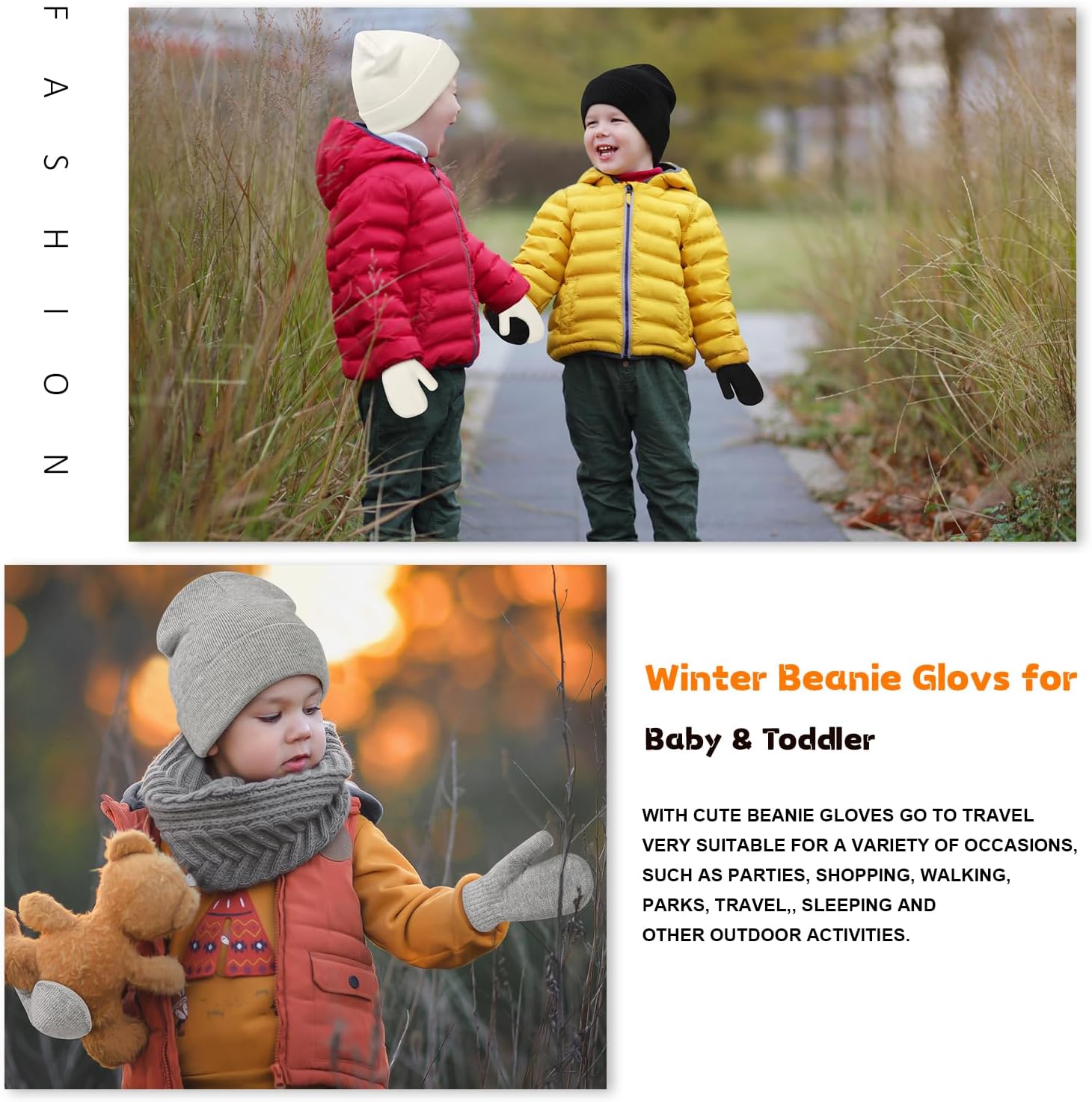 Baby Beanie Hat Gloves Set, Kids Winter Warm Knit Hat with glvoes,Toddler Soft Beanie for Little Boys Little Girls Children - Image 7