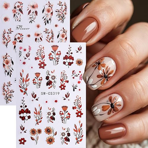 Fall Flower Nail Art Stickers Decals 3D Self-Adhesive Flower Nail