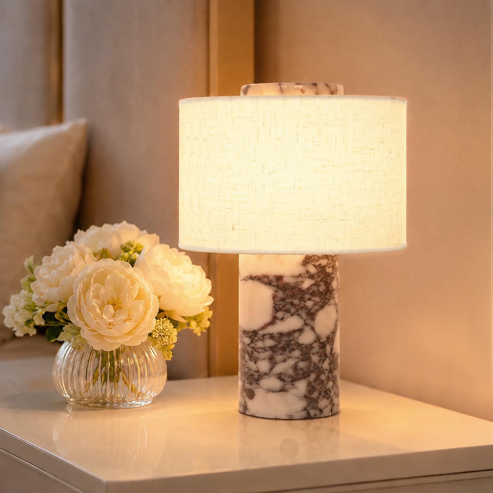 KlkrzJwy Marble Table Lamp 9.8" Cordless Rechargeable Touch Bedside Lamp