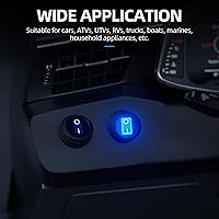 Vista 6 de DaierTek Interruptor basculante impermeable de 12 V y 20 A con luz LED azul, redondo, 3 pines, 12 voltios, palanca iluminada resistente a