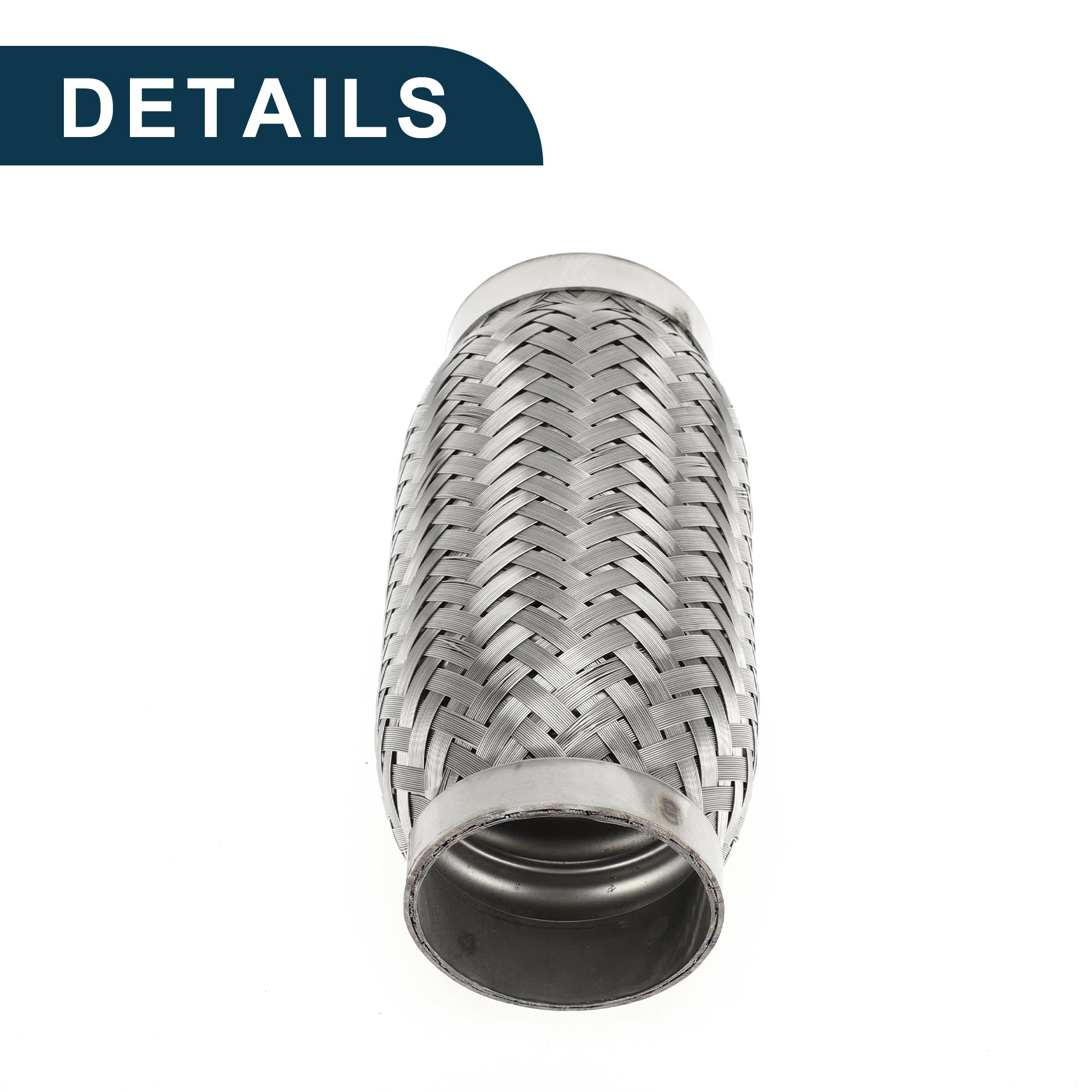 Tubo Flessibile per Scarico Auto 2.36 Pollici OD Tubo di Scarico Intrecciato Flessibile | Tubo Flessibile Universale Argento 1 Pz