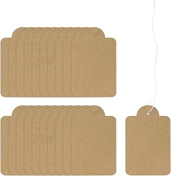 200Pcs Kraft Marking Tags, Kraft Price Labels with String, Writable Display Tags for Crafts, Clothing, Jewelry - 1.9 1.2 Inches