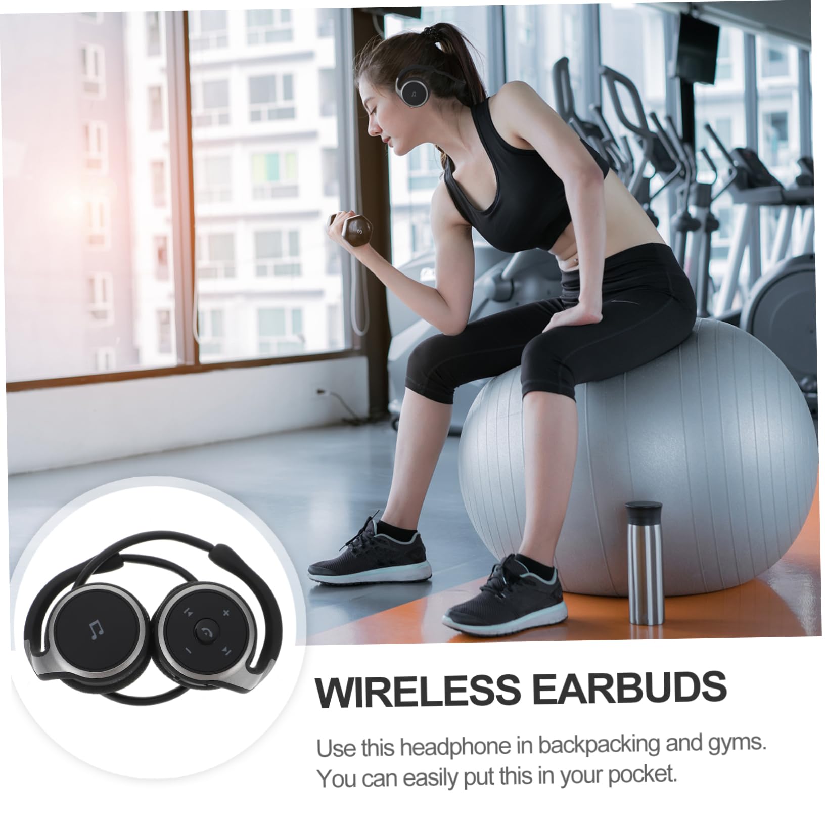 KOMBIUDA Cuffie Auricolari Sport Wireless Headphones Microfono, Leggere in Abs, Design Ergonomico, Comode Occhiali, per Palestra e Allenamento