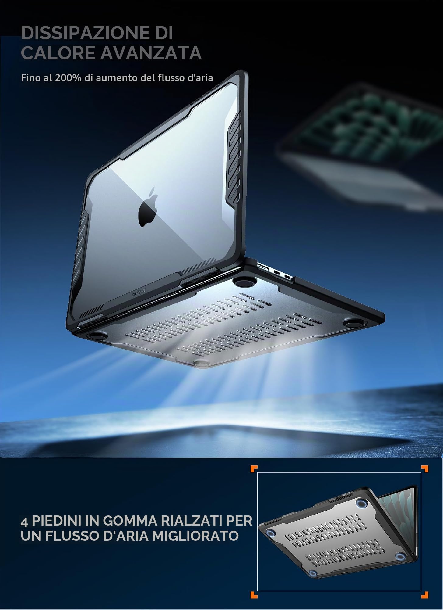 SUPCASE Cover per MacBook Air 13,6" (2026-2022) M5/M4/M3/M2 A3240 A3113 A2681, Antiurto Antigraffio Robusta Custodia Protettiva Rigida per MacBook Air 13 (Nero)