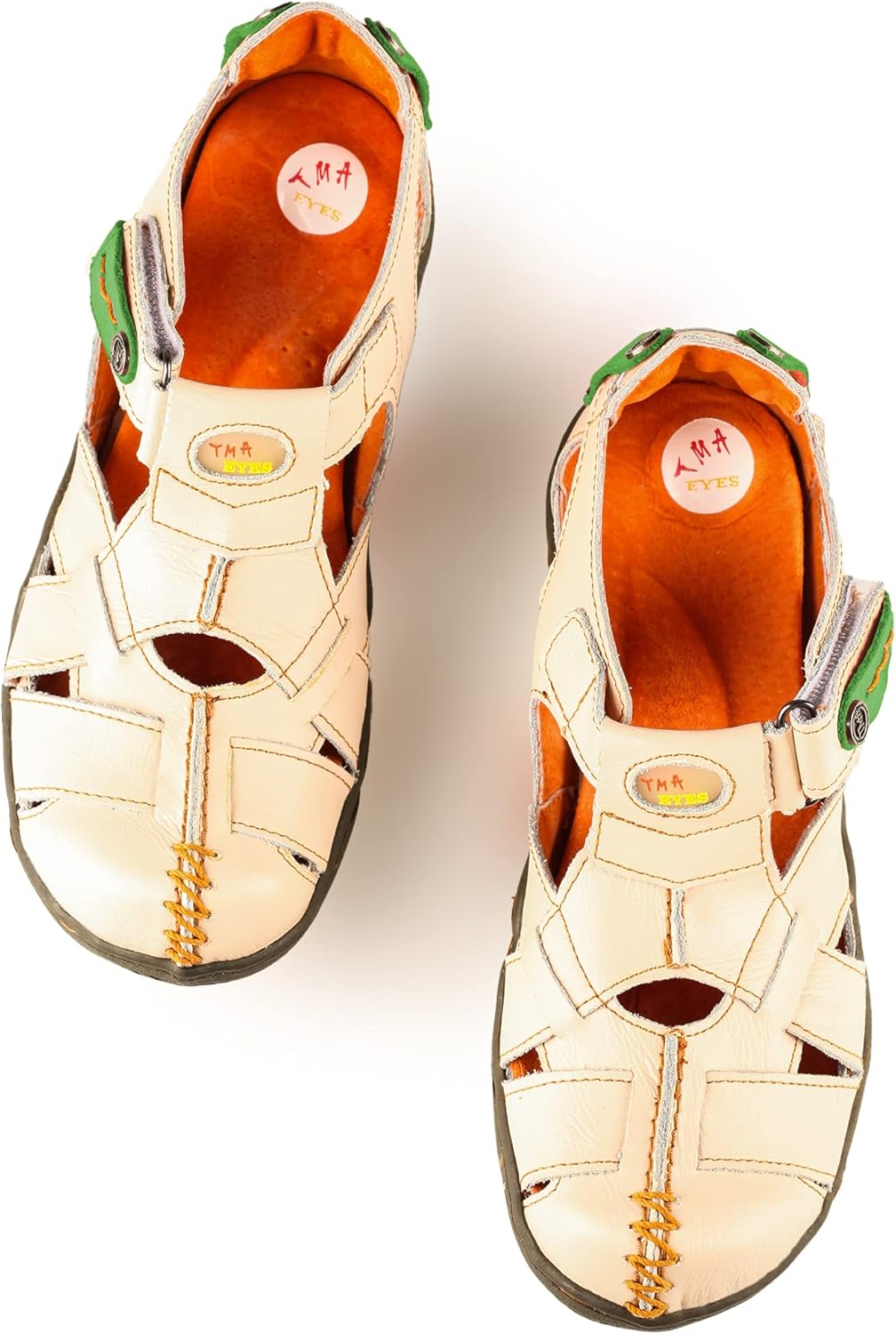 TMA EYES Women's Cross Leather and Hand Stitching Upper Casual Sandal for Outdoor