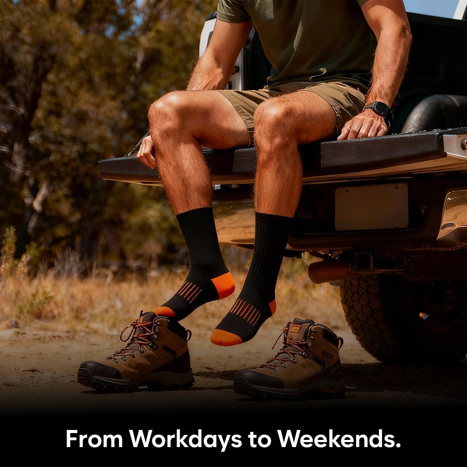 Sperry Mens Work Socks, 4-Pack Half Cushioned Crew - Soft Cotton Moisture-Wicking Boot Socks with Reinforced Heel and Toe - Image 3