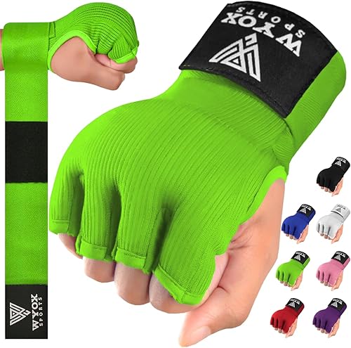 Miniatura 15 de WYOX Vendas de Gel para Boxeo Guantes Interiores para Hombres y Mujeres – Correa Rápida de Muñeca de 31.5 pulgadas, Soporte Acolchado para Nudillos,