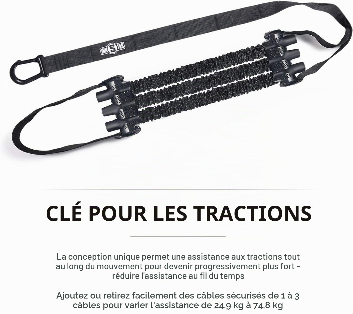 INNSTAR Elastique Musculation Traction Fitness pour des Pull Up Bar | Réglable Bandes de résistance Musculation pour des Pull Up Bar, Bandes de Traction pour Pilates,Stretching, Gym pour, Pull-Up