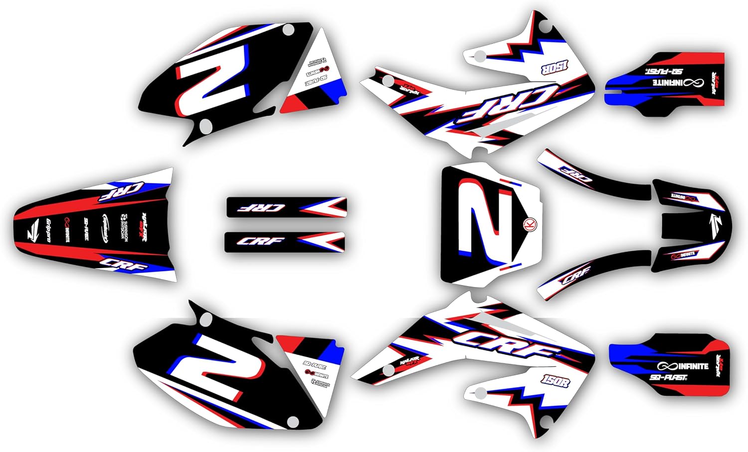 Graphics Kit for Honda CRF450R (2002-2004) Vizion Series White 9 Mil - Easy Go - Dirt Pit Bike Motorcycle Stickers, Dirtbike Racing Automotive Decal Motocross Accessories no-Plastics