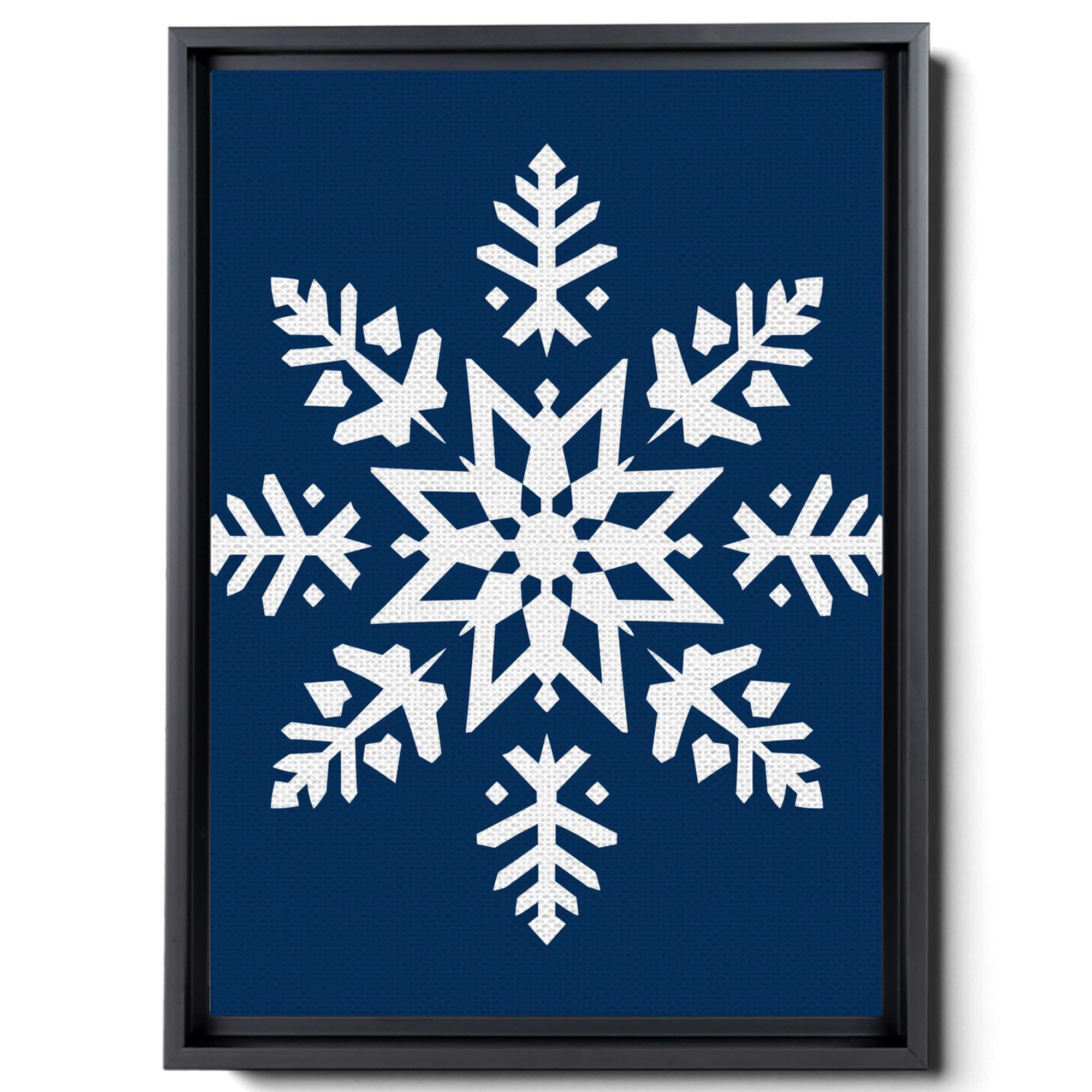 Blue White Snowflake Stencil, Organic Bioforms Style, Danish Design, Tropical Symbol, Canvas
