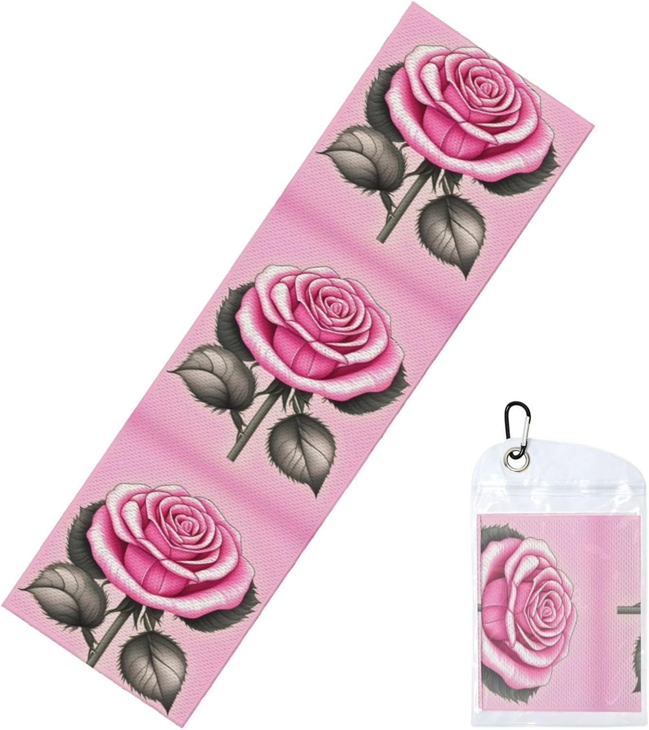Chilled Sports Towel 12×40 in Ice Towel Soft Breathable Chilly Towel for Yoga Sport Running Gym Workout Fitness Beautiful Pink Roses Picture