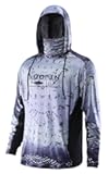 Performance Fishing Hoodie with Face Mask UPF50 Sunblock Shirt Hooded Long Sleeve with Drawstrings Pocket