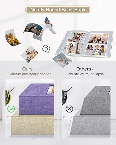 Vista 202 de popotop Álbum de fotos de 4 x 6 – 100 fotos libros con 100 bolsillos verticales, álbumes de cubierta de lino para familia, boda, aniversario, fotos