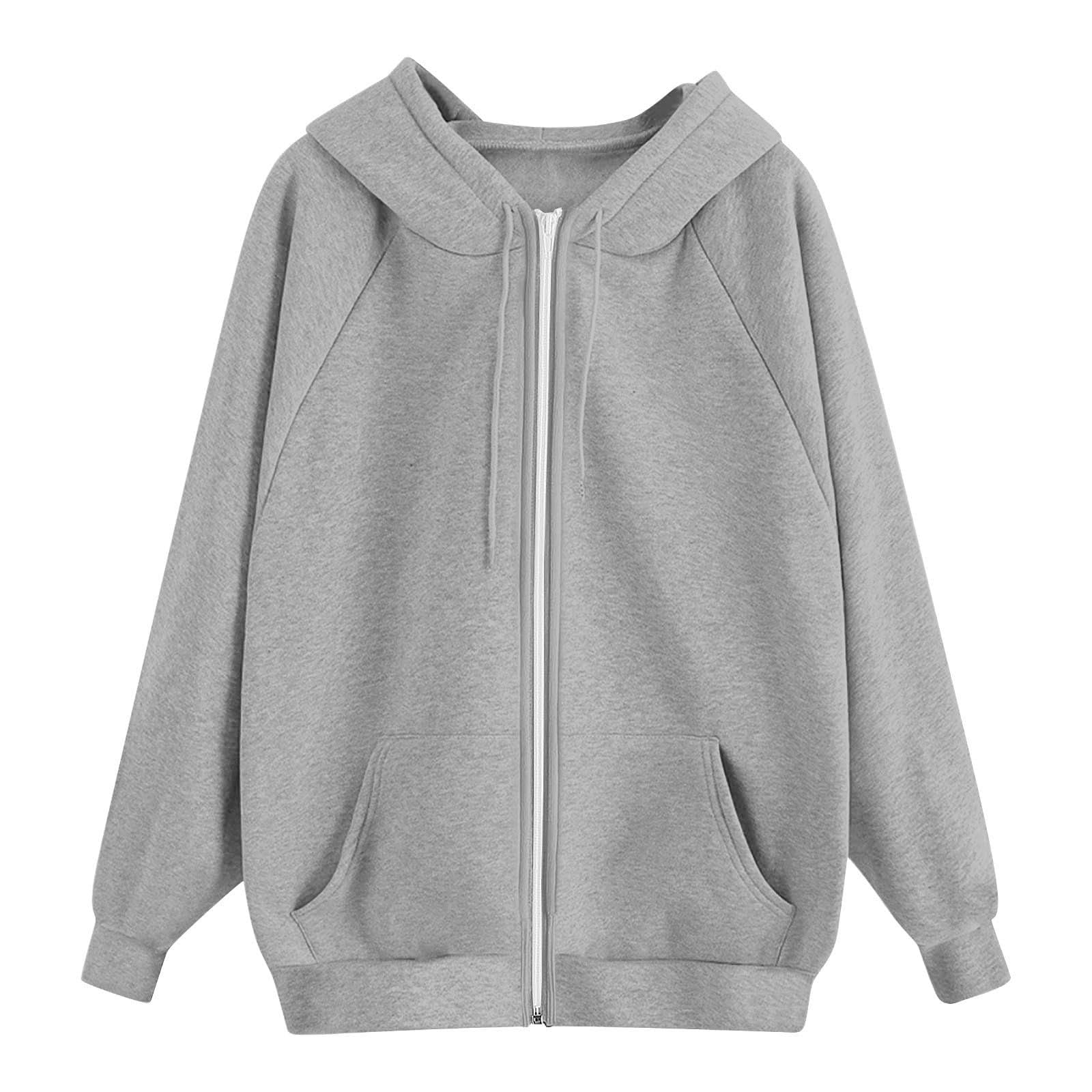 2026 Sweat à capuche zippé décontracté confortable avec poche à manches raglan pour femme