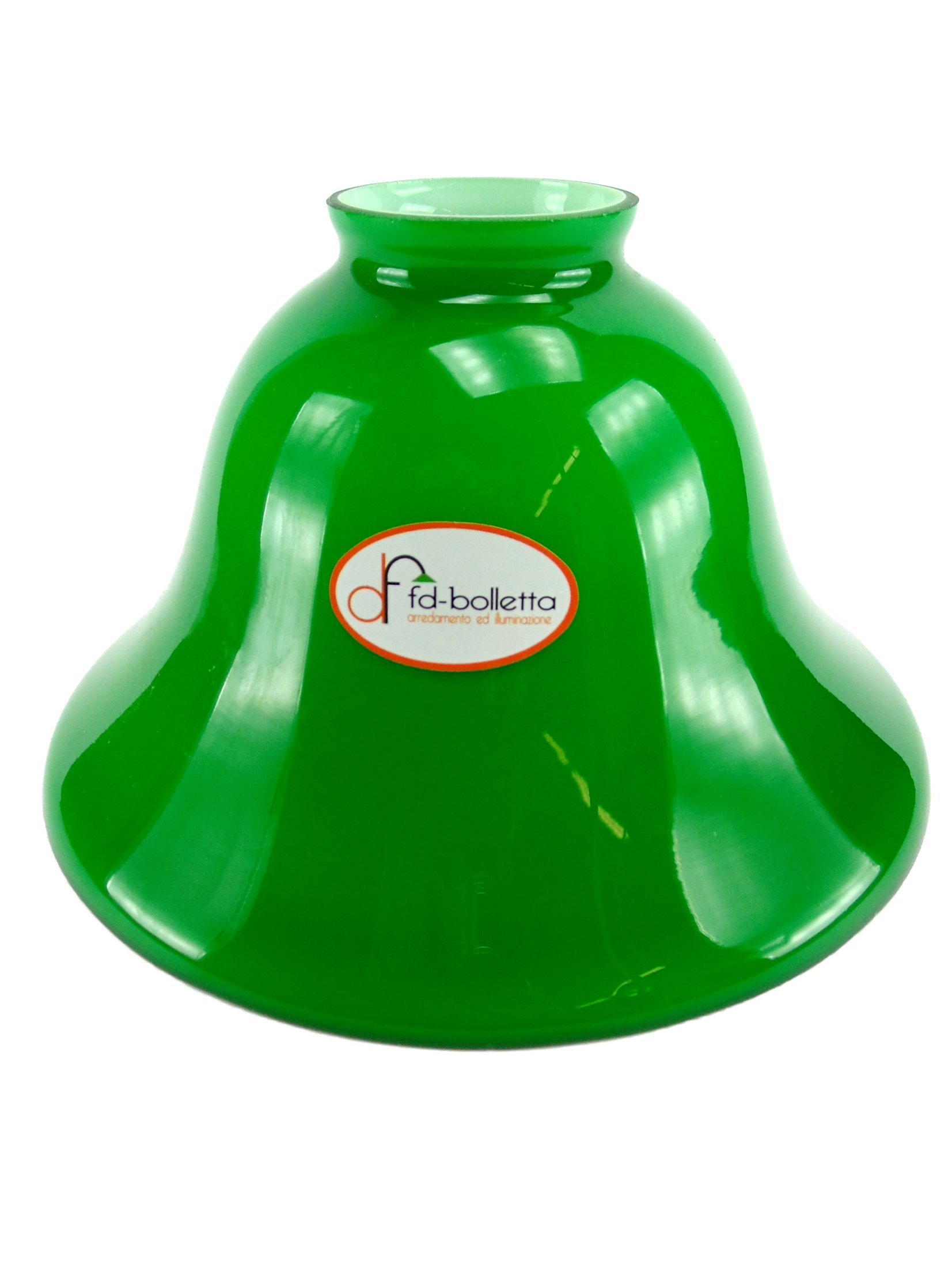 Pantalla lampara, cristal de repuesto, pantalla de lampara,campana de cristal, Tulipa verde vi3 Medidas: altura 11cm, Ø vidrio 19cm, Ø boca exterior 5,4cm