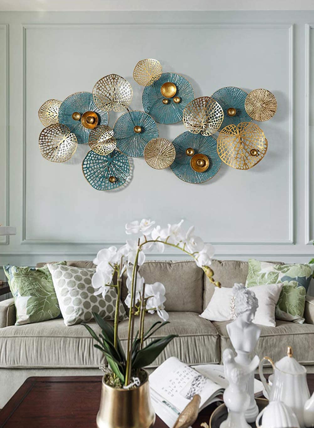 Lot De 7 Décorations Murales Fleurs Métal | Design Double Couche | Pour Salon, Chambre, Bureau - 6