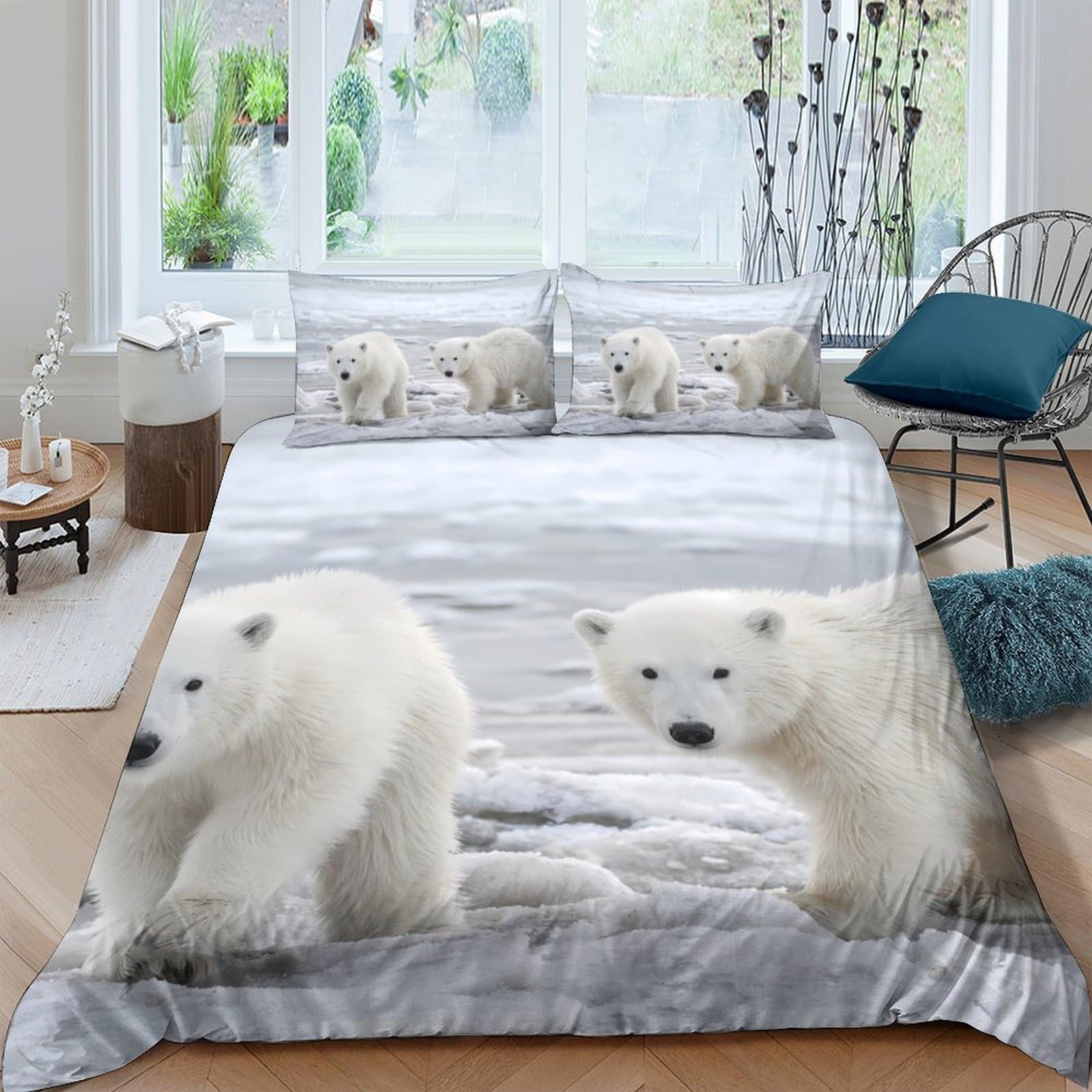 Ctjqhvkz Style-7 3D Printed Polar Bear Snow Fitted Sheet Microfiber Soft Anti-Slip Mattress Cover For Bedroom Dorm Decorative Bedding Single（135X200cm）