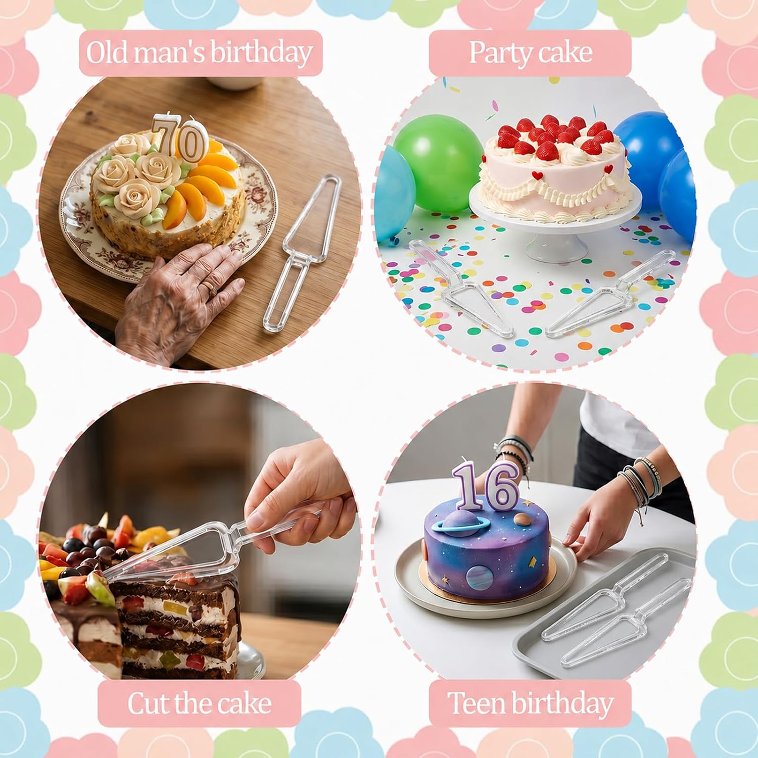 6 Pcs Plastic Cake Cutter for Kitchen Wedding Buffet