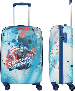 NOVEX Marvel Captain America Kids Trolley Bag For Travel | Turquoise Blue, 22-Inch Polycarbonate Backpack | Kid Spinner Lu... Price In India