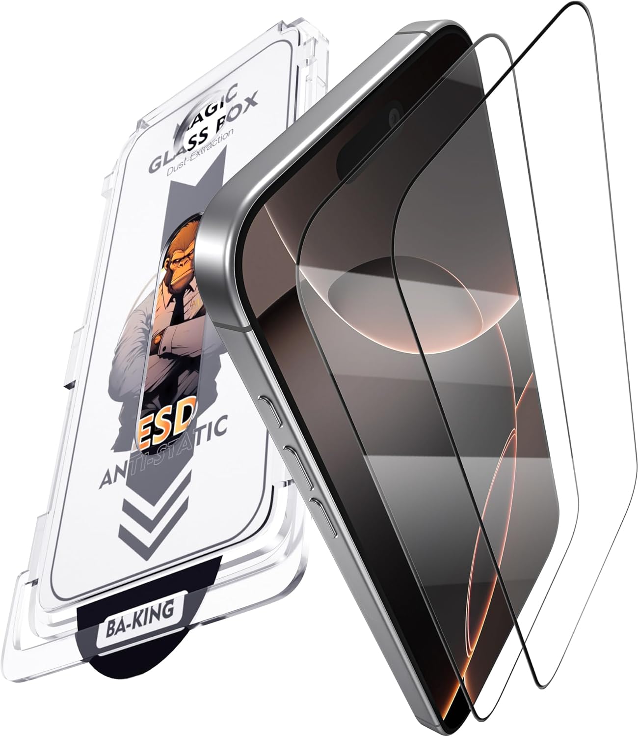 SKYLMW Compatible with iPhone 15 Pro Screen Protector with Auto-Alignment Install Kit (9H Tempered Glass & HD Clear)(Scratch & Drop Resistance)(Anti-Fingerprint & Case Friendly) 2 Pack