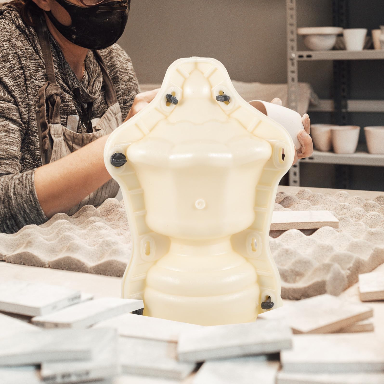 Stampo per Colonna Romana in Plastico Beige Leggero Struttura Semplice, Modello a Sfera per Decorazioni Balcone e Recinzione in Comunità e Strade, per Appassionati di Fai-da-te