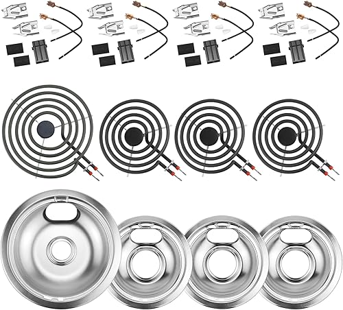 Bandejas de goteo para quemadores plateados W10196405(8”) W10196406(6”) Quemadores eléctricos para estufa MP15YA(6") MP21YA(8")330031 Receptáculo de