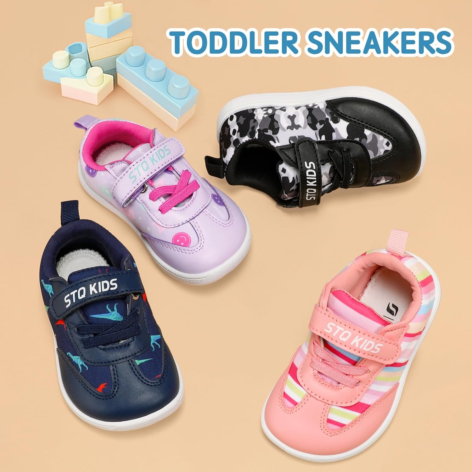 STQ KIDS Barefoot schoenen Ruimte voor tenen Looplerenschoenen Peuters Kleuters Sportschoenen Jongens Meisjes Lichtgewicht Binnenschoenen Buitenschoenen Beige 26 EU/T9