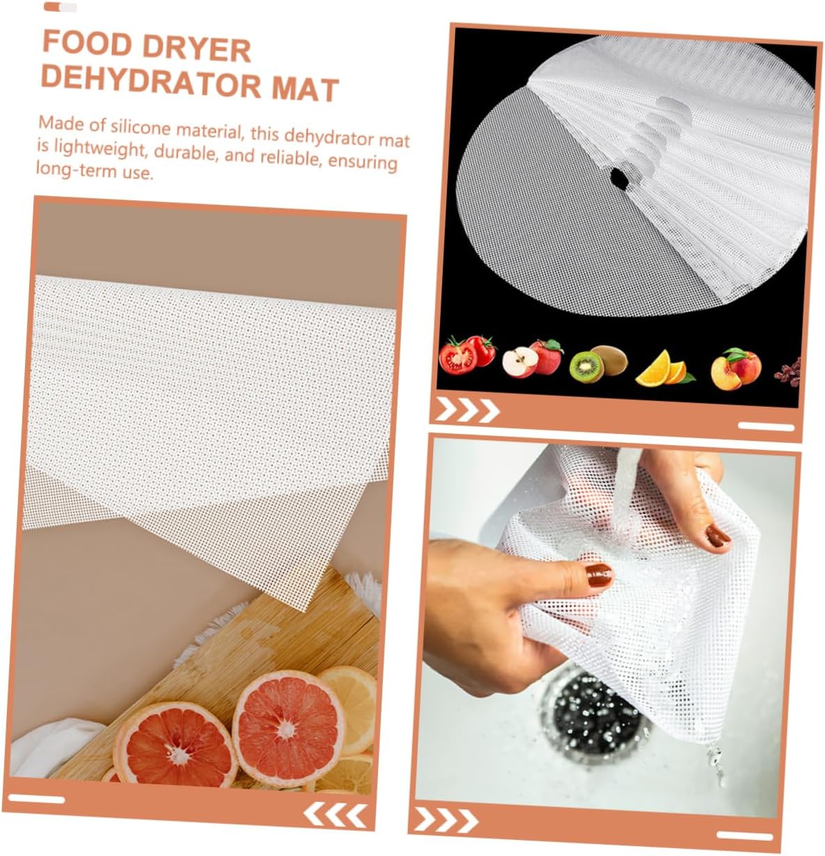 6pcs Silicone Dehydrator Sheets for Dehydrators, White