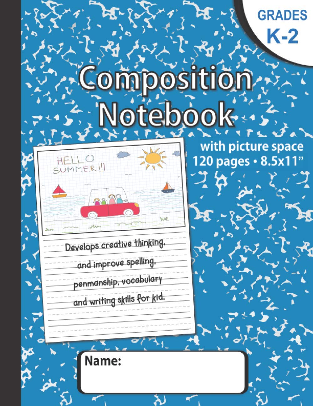Composition notebook with picture space Hand writting