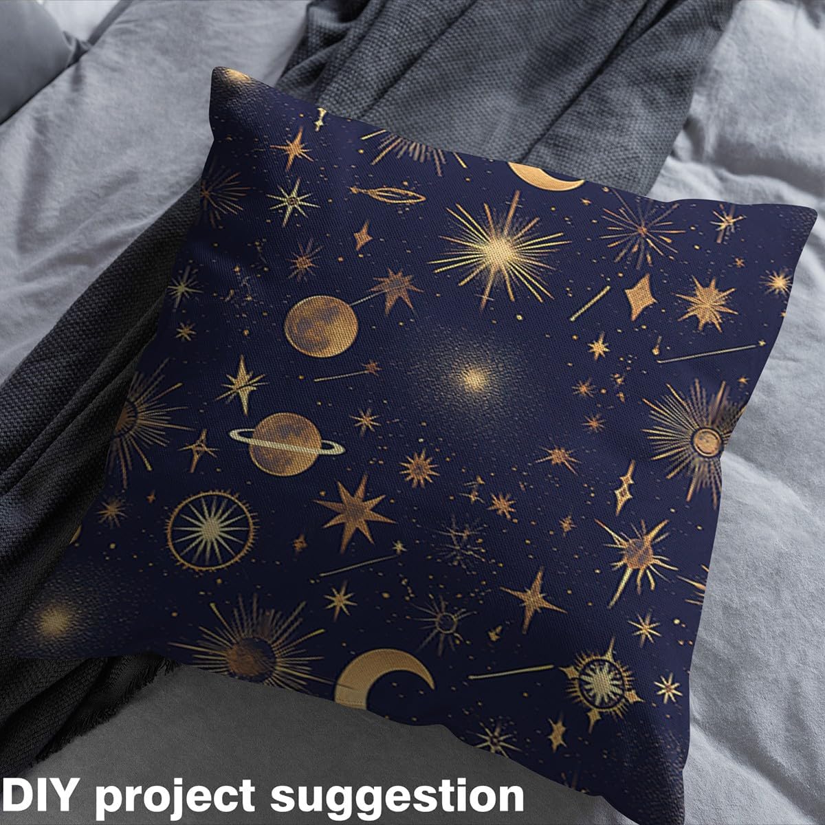Feelyou Stars Print Fabric by The Yard Kids for Girls Boys Kids 2 Yard Bohemia Upholstery Fabric for Chairs Room Decor Moon Waterproof Outdoor Fabric Reddish Blue Reupholstery Fabric Decor