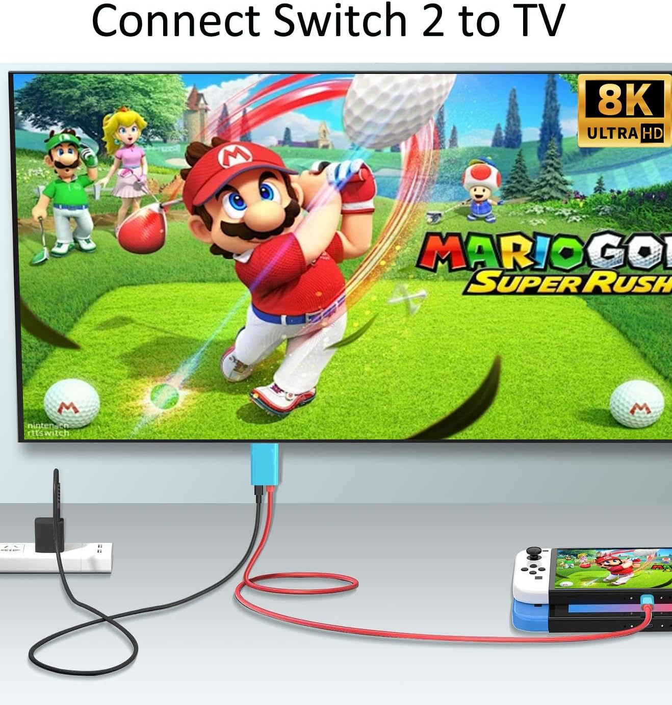 USB C to HDMI 8K@60Hz Adapter Cable for Switch Dock/Switch 2/ Steam Deck, 6FT Type-C to HDMI Adapter for iPhone 17/16/15 MacBook Pro/Air iPad Pro to TV Projector Monitor