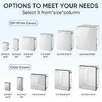 Vista 3 de TICONN - Caja de conexiones eléctricas impermeable IP67, recinto de plástico ABS con tapa con bisagras, con placa de montaje, soportes de pared