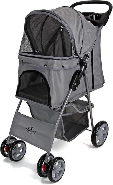 Pet Travel Dog Stroller Pushchair Available in 7 Colours (Grey)