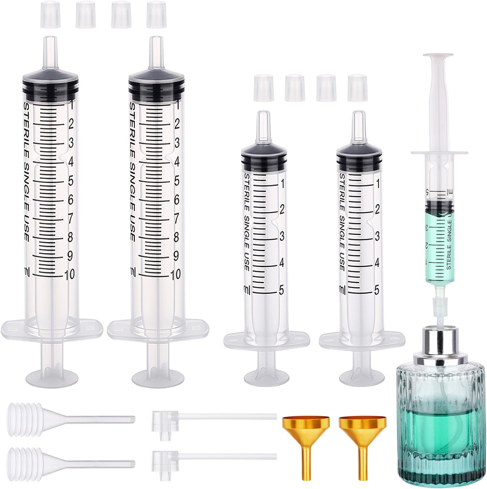 Segbeauty Perfume Refill Tool Kits, Perfume Dispenser Refill Pump Transfer Tool Set with Extractor, Golden, 5ml+10ml