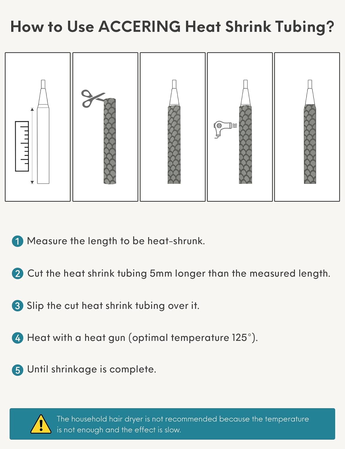5 Pack(L3.3 ft*5) Heat Shrink Tubing for Fishing Rods, Fish Scale Pattern Fishing Rod Grip Heat Shrink Wrap (φ45mm, Gray)