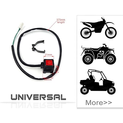 Miniatura 3 de Manillar Motor Kill Switch Universal Motocicleta UTV ATV, Botón Rojo