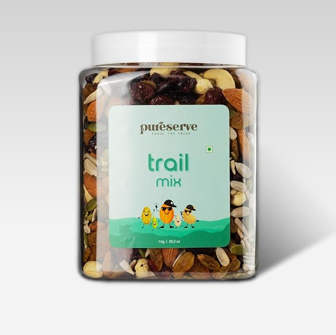 Pureserve Superfood Trail Mix 1kg – Premium Blend of Cashews, Almonds, Raisins, Cranberries, Black Raisins, Pumpkin & Sunflower Seeds