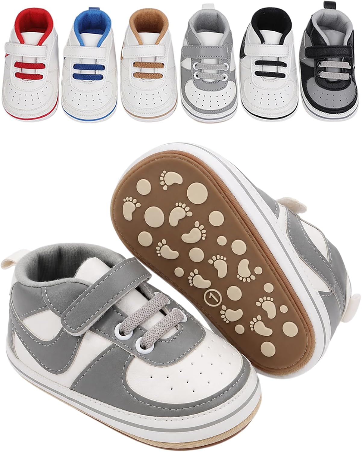 Baby Sneakers, Soft Sole First Walker Shoes for Infant Boys Girls, Non-Slip Baby Walking Shoes with Hook-and-Loop Strap, Baby Casual Shoes 6-12-18 Months