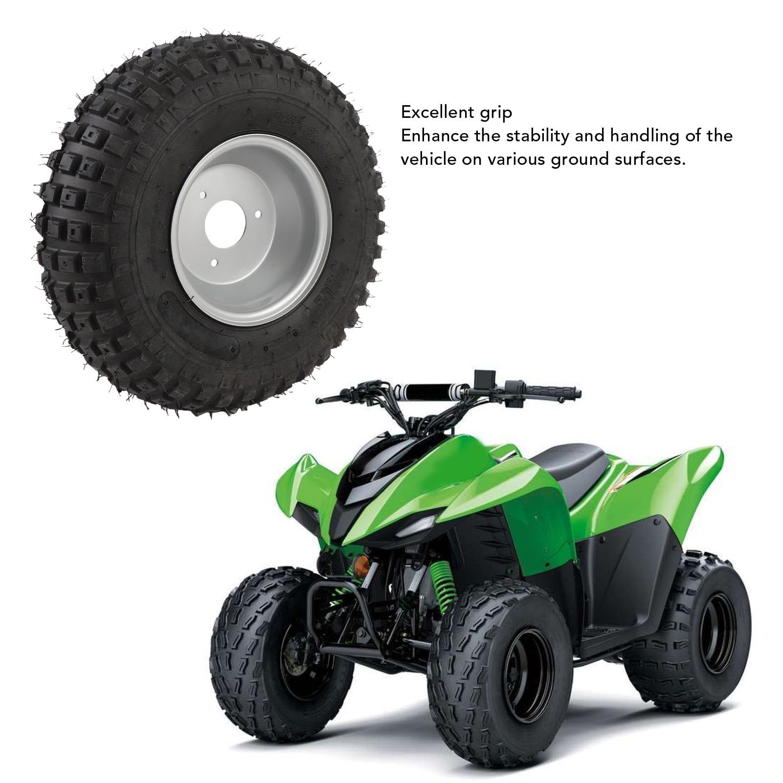 Acouto Tire 16x8-7 avec Roue 16x8-7 et 6pr Prevure Prooft ATV Utv Go Kart Chariot Pneu de Pneu Spécialement Conçu pour Une Excellente Adhérence avec Un Concentrateur à 3 Trous pour Une