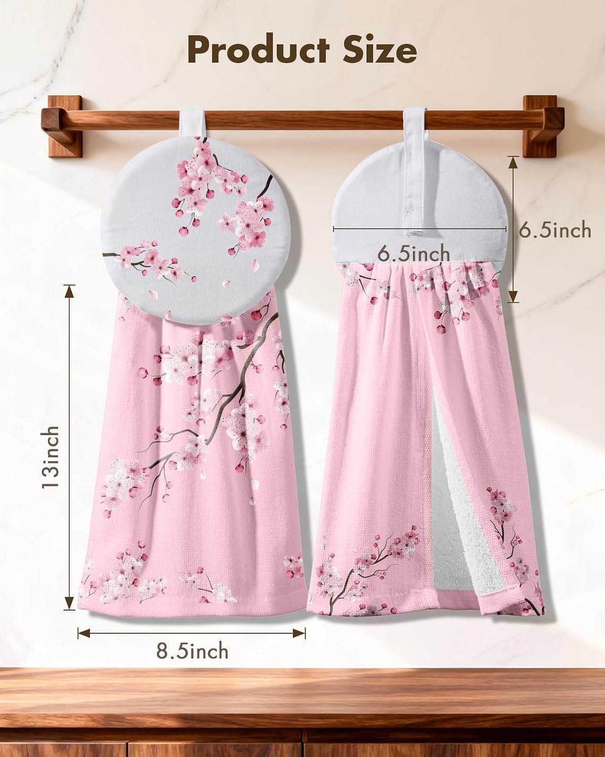 Miss Adola 2pcs Cotton Hanging Hand Towels, Pink Blossom image 5