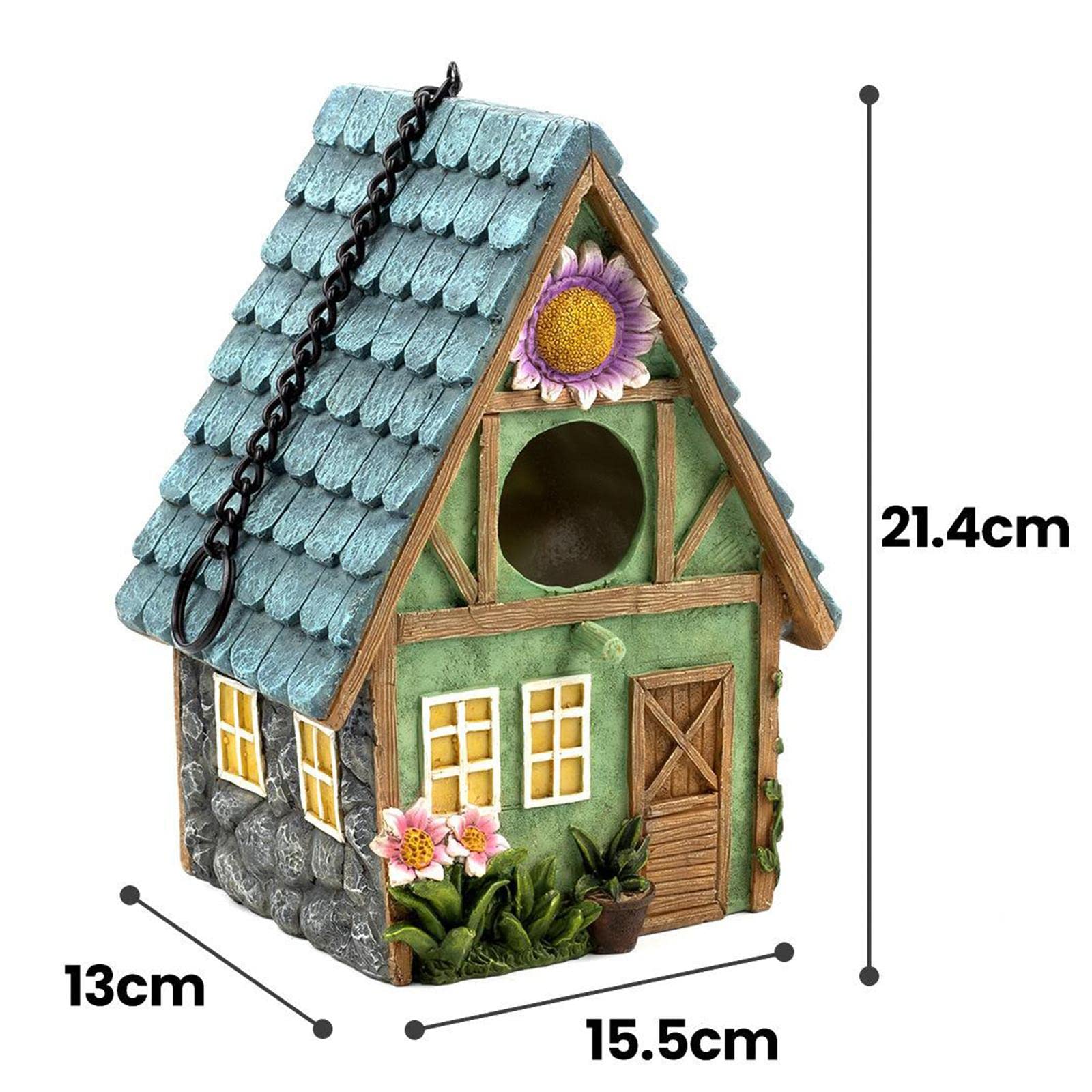 Casetta per Uccelli Uccellini Appesa Giardino Decorazione in Resina Stile Rustico con Lavorazione Adatta per Giardino Esterno Regalo