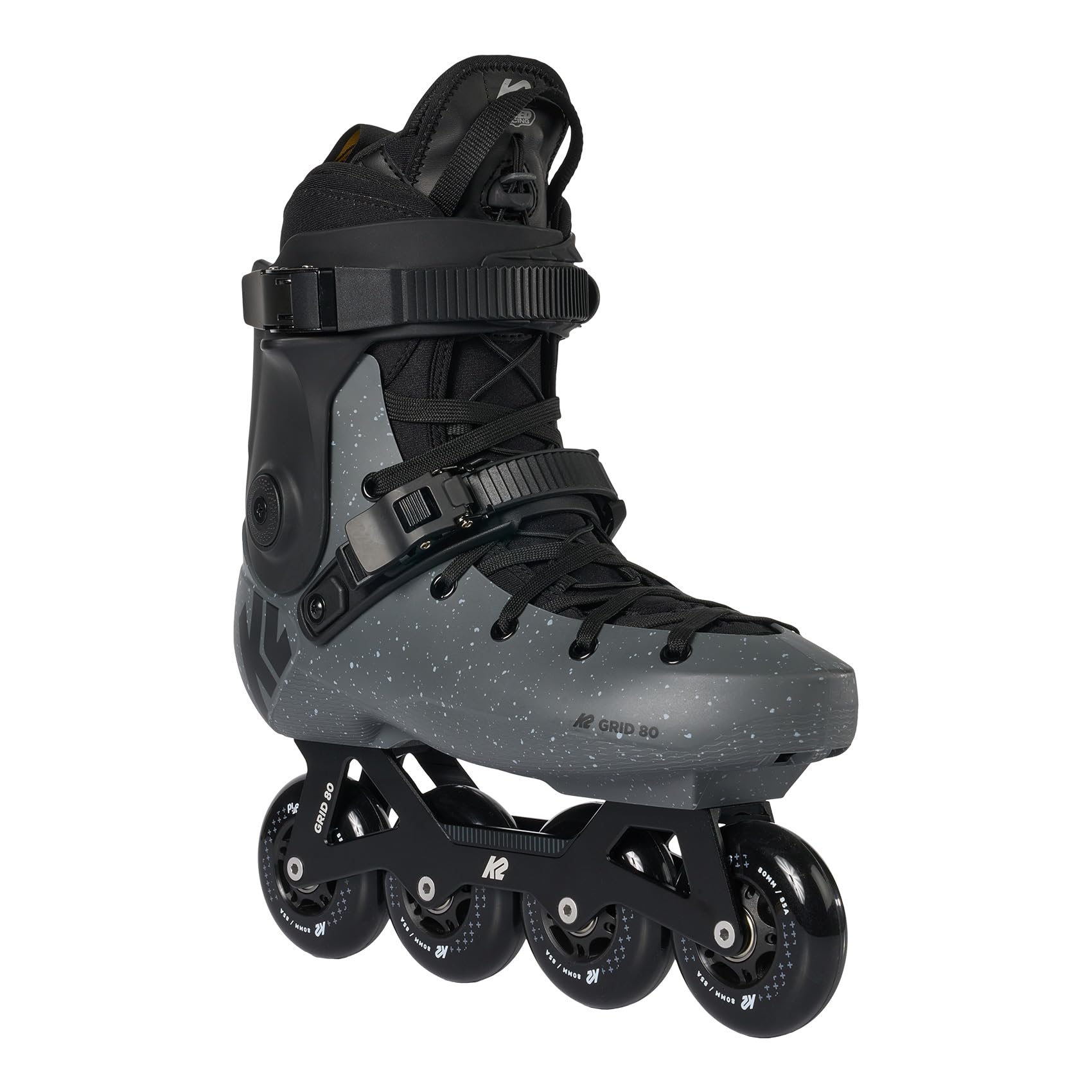 K2 Grid 80 Inline Skates for Men Women Adult, Unisex Urban Street Fitness Roller Skate Blades - Midnight Gray / M08 / W09